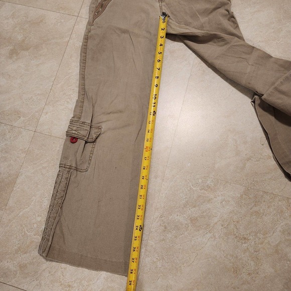VTG Z Cavaricci Womens Size 5 Utility Cargo Pants Zip Pockets Beige Streetwear - Picture 12 of 16